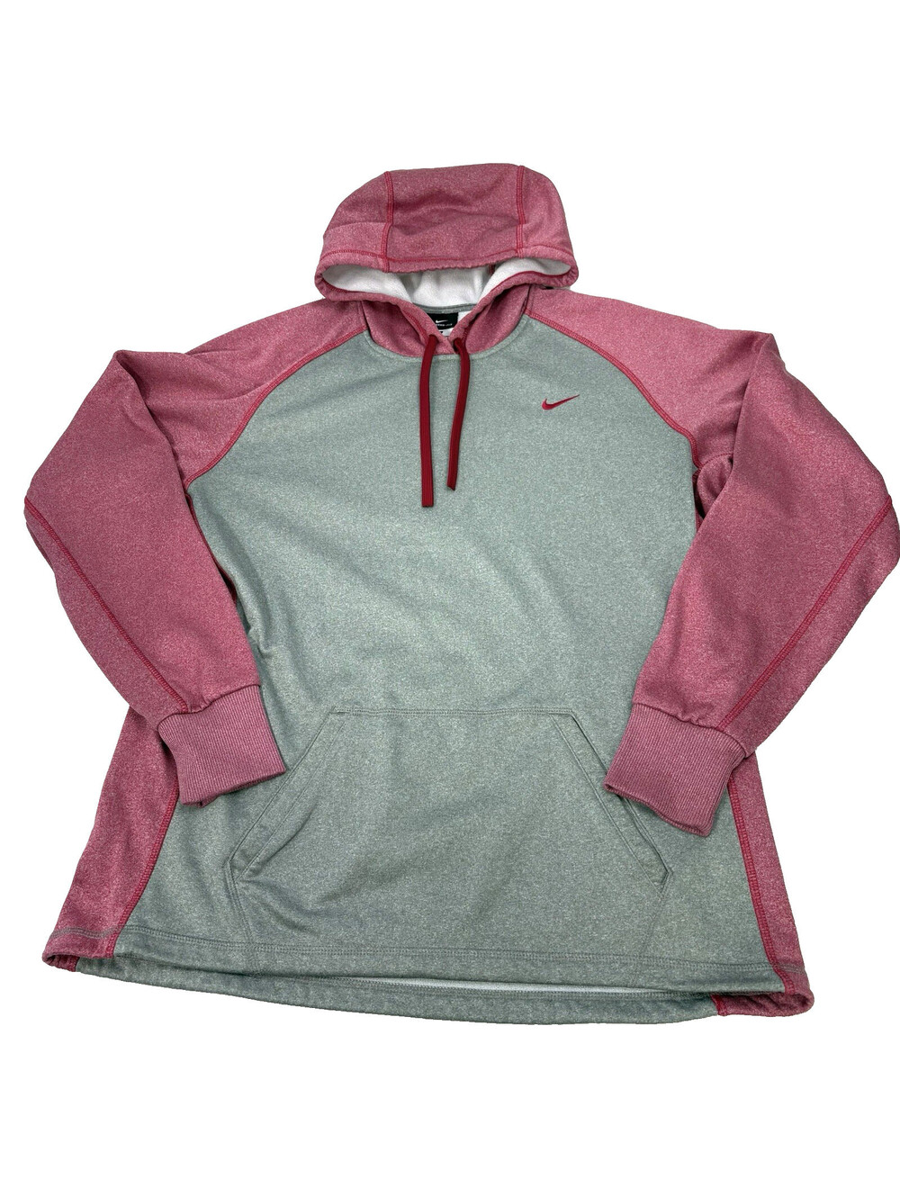 Nike Hoodie Women's Size L Gray with pink sleeves and hood Pullover, EXCELLENT
